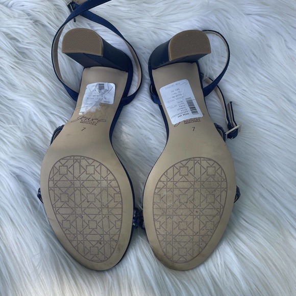 Jewel Badgley Mischka Women's Aura Embellished Heels In Navy Satin Size 7 - Picture 11 of 14